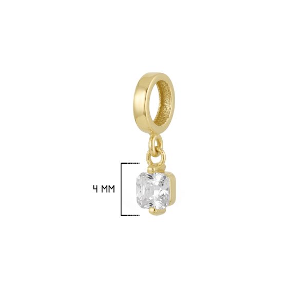 آویز چارم مربع نگین سفید - Image 3